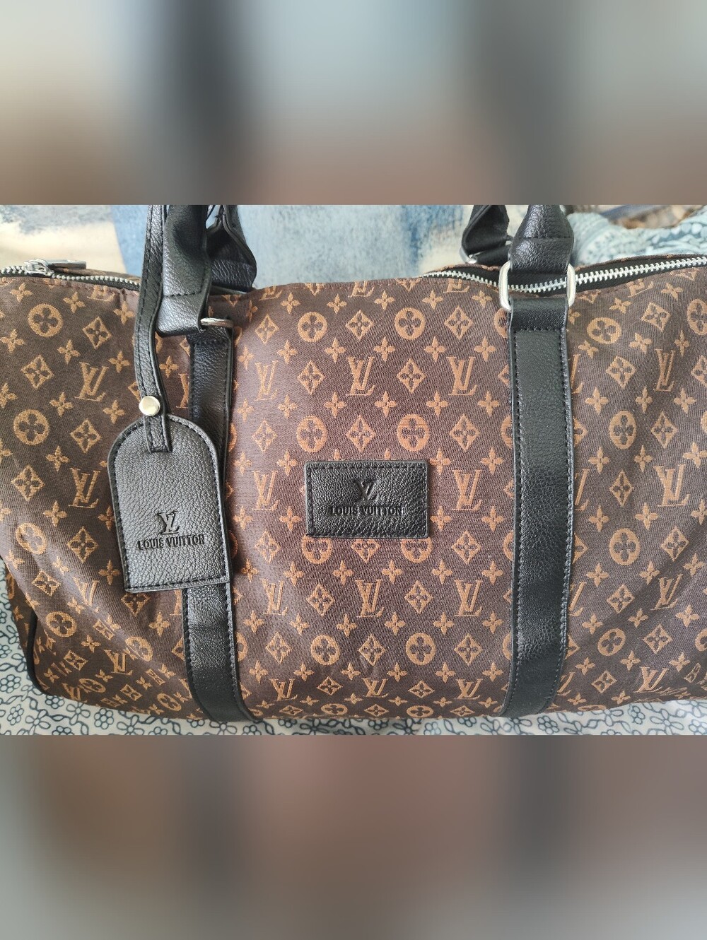 Very Nice Brown and Black Monogram Duffel Bag